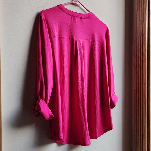 MICHAEL Michael Kors Hot Pink Zip-Up Blouse Size Large - Picture 14 of 14
